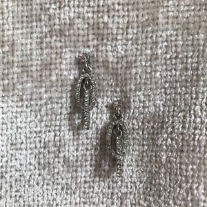 Silver Interlocking Oval CZ Earrings